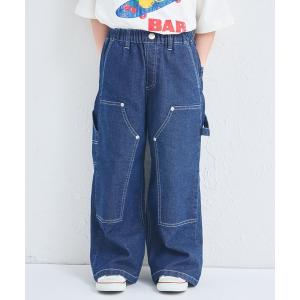 パンツ ユニセックス タグ付き ダブルニーデニムパンツ キッズ 子供服 男の子 女の子