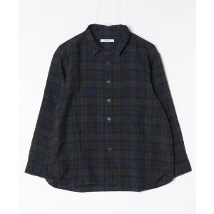 シャツ ラミーブラックウオッチ裾ダーツレギュラーシャツ メンズ