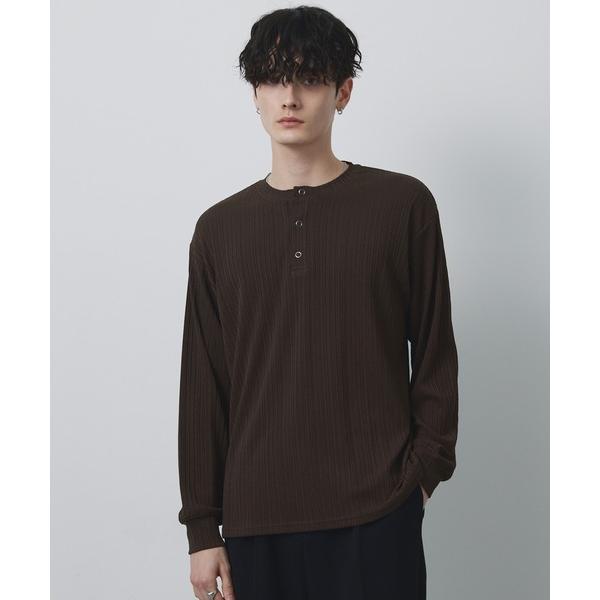 ヘンリーネック tシャツ 「CIYOT」テレコリブ ニットライク ヘンリーネック 長袖 Tシャツ メ...