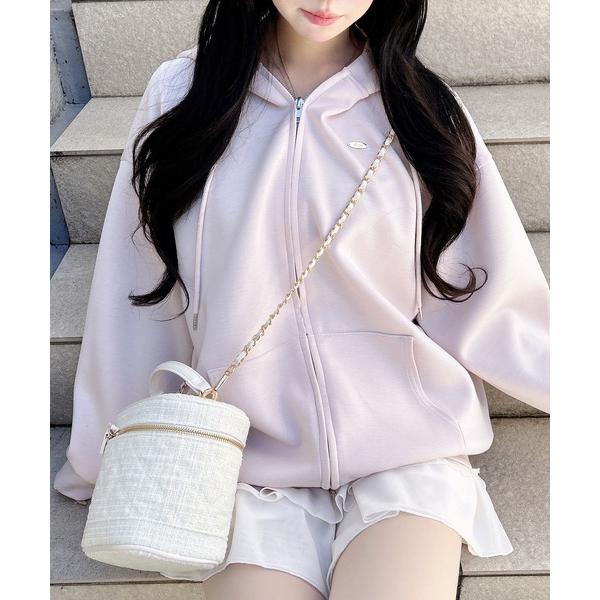 パーカー 胸プレート付ダンボールダブルジップパーカー レディース