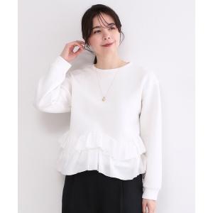 tシャツ 裾フリルドッキングトップス「洗濯機OK」 レディース