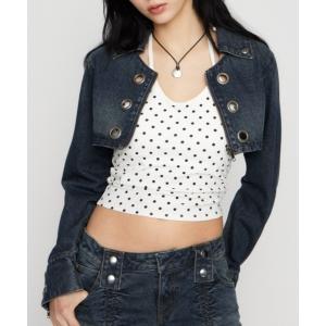 デニムジャケット gジャン CROPPED EYELET DENIM ジャケット レディース