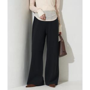 ワイドパンツ パンツ 限定展開　コットンブレンド ニット ワイドパンツ (セットアップ対応) レディース