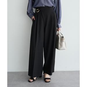 パンツ メタルベルトワイドパンツ レディース