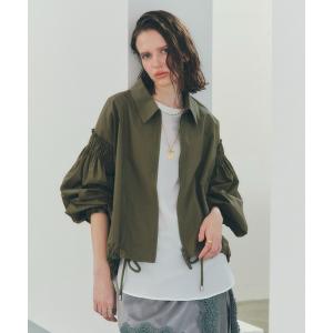 ブルゾン アウター ボリュームギャザーデザインZIPブルゾン レディース