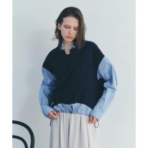 ブラウス シャツ レースMIXレイヤードデザインシャツ レディース