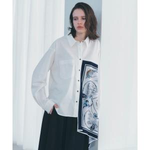 ブラウス シャツ スカーフデザインアシメシャツ レディース