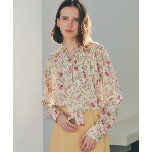 ブラウス シャツ ボタニカルフラワー柄ボウタイブラウス レディース