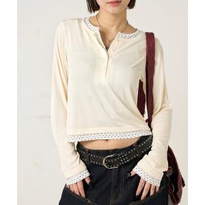 tシャツ 「WEB限定カラーあり」レイヤードヘンリートップス レディース