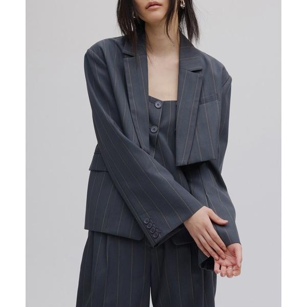 ジャケット テーラードジャケット DEFORMATION PINSTRIPE JACKET レディー...