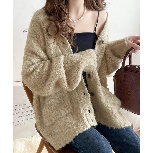 「Java」 ニットカーディガン X-LARGE アイボリー レディース