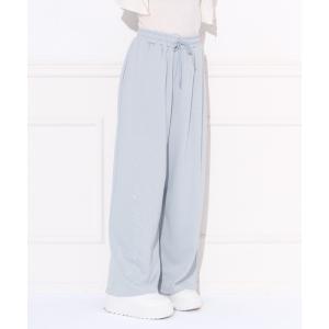 ワイドパンツ スウェットパンツ ジャージ ラインストーンロゴスウェットパンツ レディース
