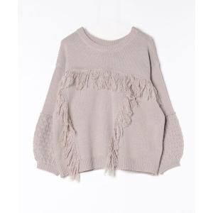 「niko and...」 フリンジ長袖ニット FREE グレー レディース