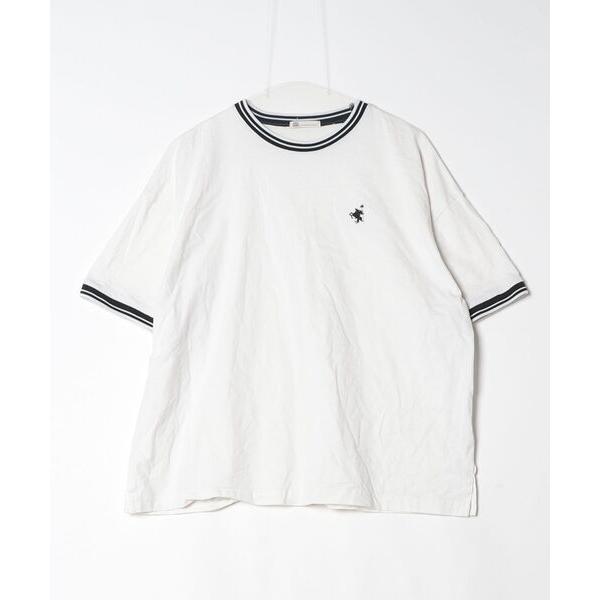 「Java」 ワンポイント半袖Tシャツ L ホワイト レディース