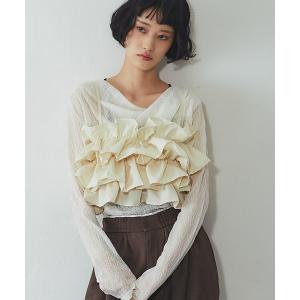ブラウス シャツ ボリュームフリル重ねビスチェ レディース