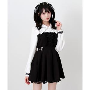 ワンピース 十字架スタッズジャンスカ風レースアッ...の商品画像