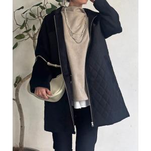 コート アウター 異素材キルテイングコート レディース