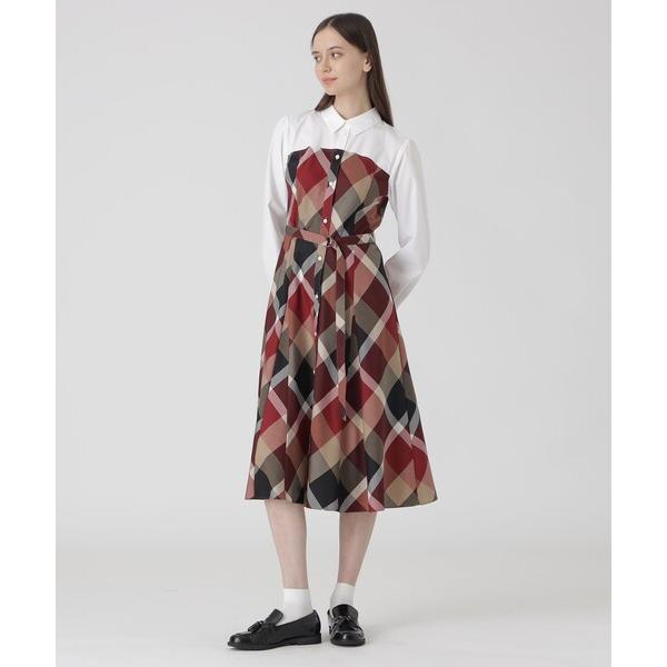 ワンピース クレストブリッジチェックライトクロッシングツイルシャツドレス