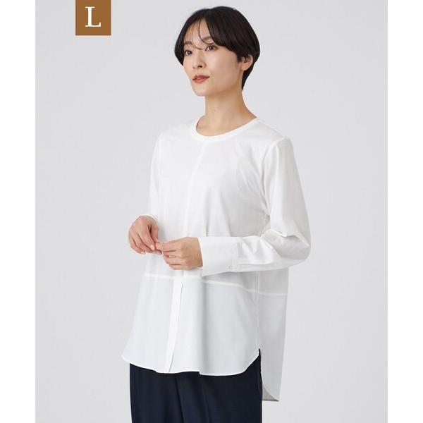 tシャツ 「L」「ウォッシャブル」シャツコンビカットソー レディース