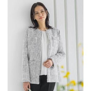 ダウンコート ダウンジャケット ストレッチツイードミドルジャケット レディース