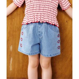 パンツ 「セットアップ可」ハート・フラワー刺繍ショートパンツ キッズ 子供服 女の子