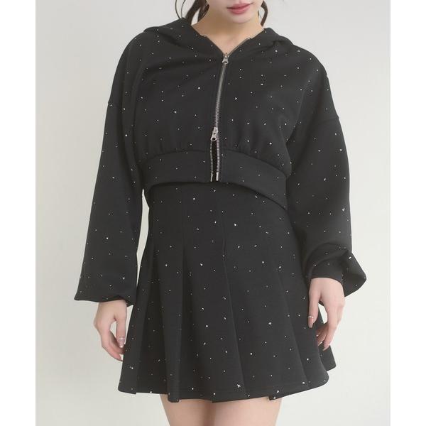 スカート rhinestone pleated mini skirt / ラインストーンプリーツミニ...