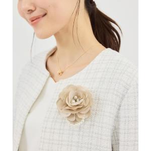 ブローチ 入学式 パール×サテンフラワーコサージュ レディース