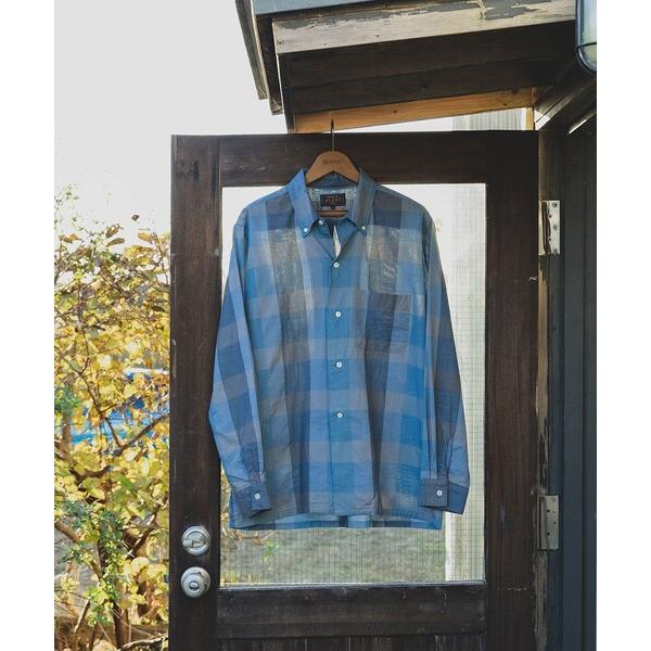 シャツ Open B.D. Indigo Panama Weave Plaid メンズ