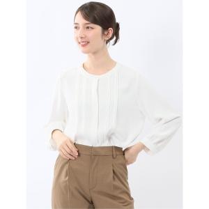 ブラウス シャツ 「ストレッチ」m.f.エディトリアル レディース ピンタック 8分袖 プルオーバー ブラウス レディース