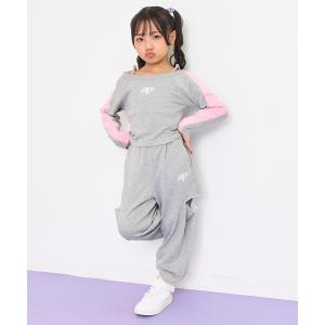 アンサンブル  オフショル トップス ×サイドスリット パンツ スウェット SET キッズ 子供服 女の子
