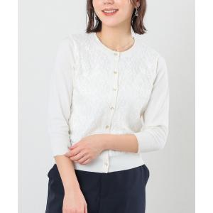 カーディガン 7分袖レース付カーデ レディースの商品画像