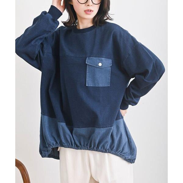 チュニック インディゴ裏毛コクーンチュニック