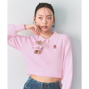 ニット セーター Azelyハートミニケーブルポロニット レディース