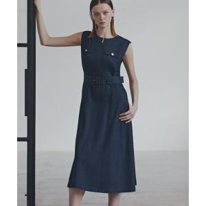 ワンピース フロントファスナーデニムワンピース