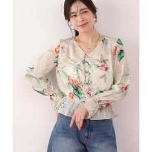 ブラウス シャツ ボタニカルアートプリントブラウス レディース