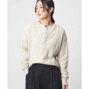ヘンリーネック tシャツ 「WEB限定」「at ease」ワッフル ヘンリーネック ロングスリーブ カットソー レディース
