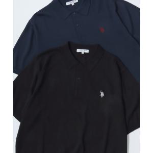 ポロシャツ 半袖 U.S. POLO ASSN./ユーエスポロアッスン 接触冷感 オーバーサイズ ニット 無地 ロゴ ワンポイント刺繍 半袖ポロシャツ/レディース メンズ