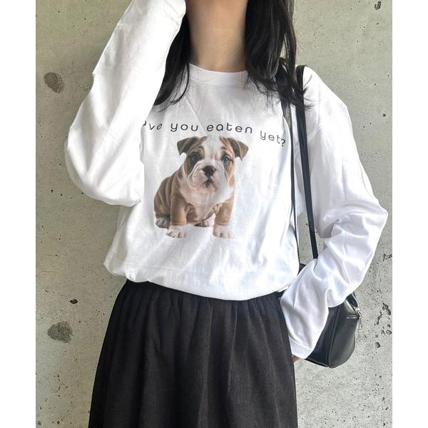 tシャツ ブルドッグプリントロンT／長袖Tシャツ レディース