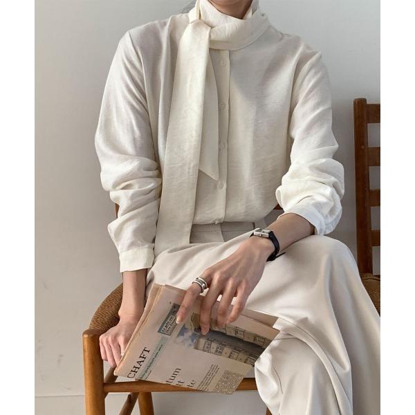 ブラウス シャツ タイ付き オフィスカジュアルブラウス レディース