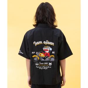 シャツ ジャムおじさんバイク刺繍シャツ 大人 メンズ
