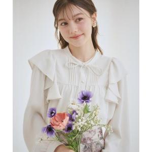 ブラウス シャツ 「洗える・リボン取り外し可」フリルジョーゼットブラウス レディース
