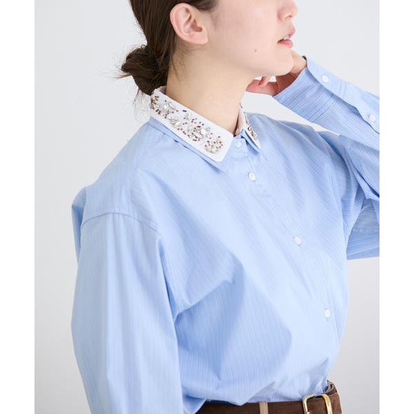 ブラウス シャツ 2wayビジュークレリックシャツ レディース