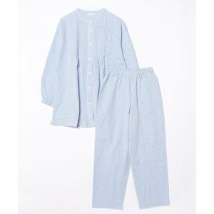 パジャマ ルームウェア キッドブルー -２６ドビードットシャンブレー -長袖パジャマ -KNDK521 -kidblue レディース