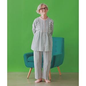 パジャマ ルームウェア キッドブルー -オーガニックコットンからみ織り -長袖パジャマ -KNDK519 -kidblue レディース