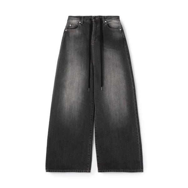 ジーンズ デニム デニムパンツ ブラックデニム ドローコードパンツ レディース