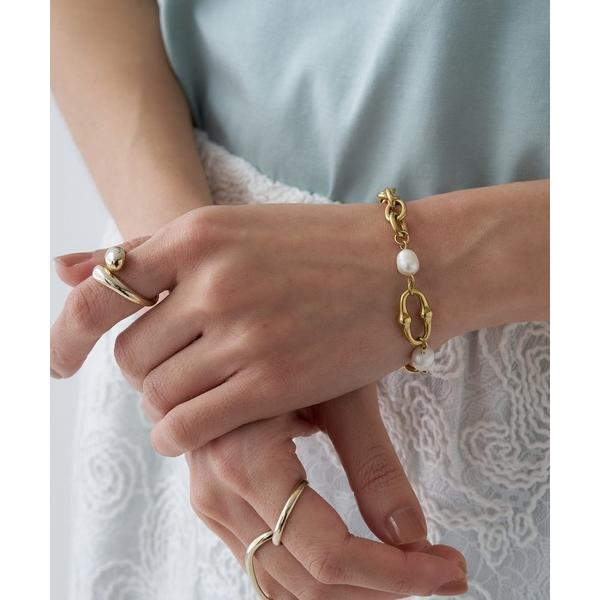ブレスレット 淡水パール オーバルチェーンマンテルブレスレット レディース