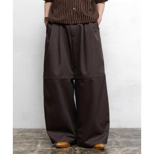 【完売品】soerte ワイドストレートヘリンボーンスラックス ブラウン soerte ワイドパンツ スラックス Wide Straight Herringbone Tweed