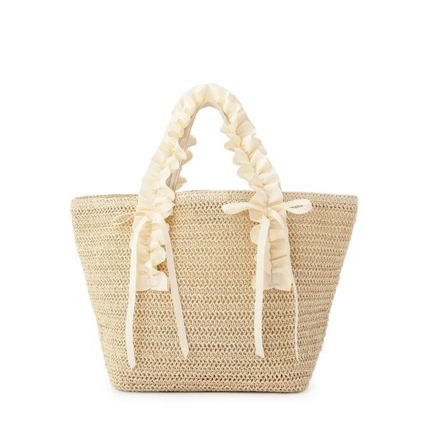 ハンドバッグ フリルハンドルリボントートバッグ