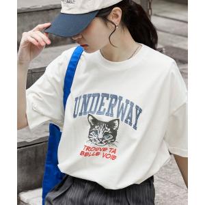 tシャツ カレッジロゴ刺繍 サイドスリット オーバーサイズ 半袖Tシャツ レディース｜ZOZOTOWN Yahoo!店