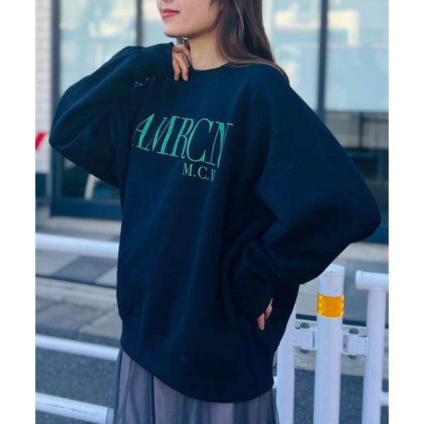 「AMERICANA」 スウェットカットソー フリー ネイビー レディース